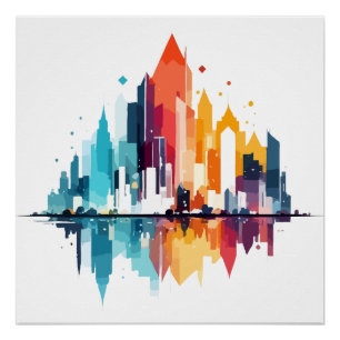 Póster Edificios Paisaje Moderno Rascacielos Vida de la c