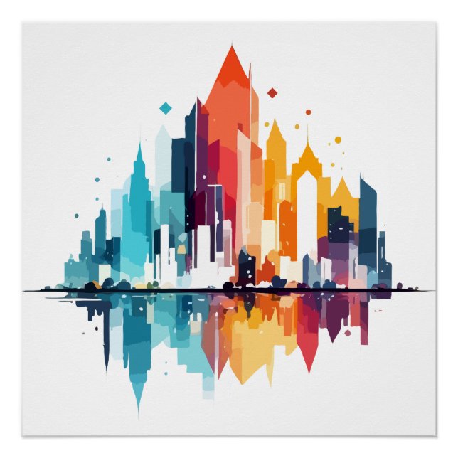 Póster Edificios Paisaje Moderno Rascacielos Vida de la c (Anverso)