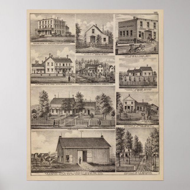 Póster Edificios residenciales y agrícolas, Owatonna, Min (Frente)