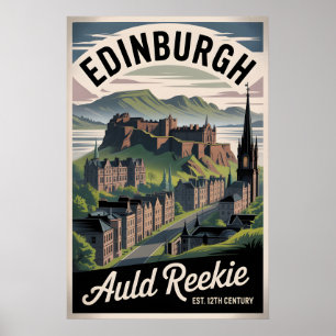 Póster Edimburgo Escocia Paisaje Urbano Viajes Estilo Ret