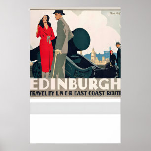 Póster Edimburgo Escocia Viaje por LNER Ruta East Coast