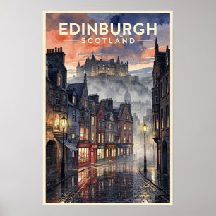 Póster Edimburgo Escocia Viaje Vintage