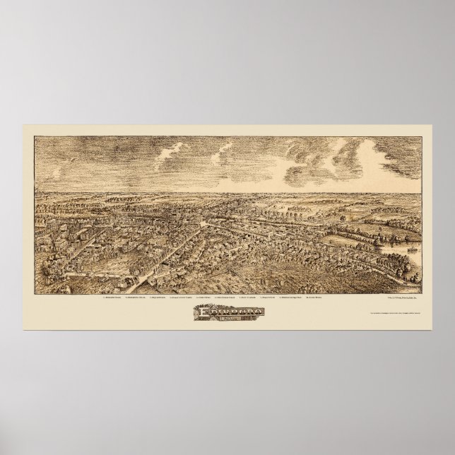 Póster Edinboro, PA Panoramic Map - 1898 (Frente)