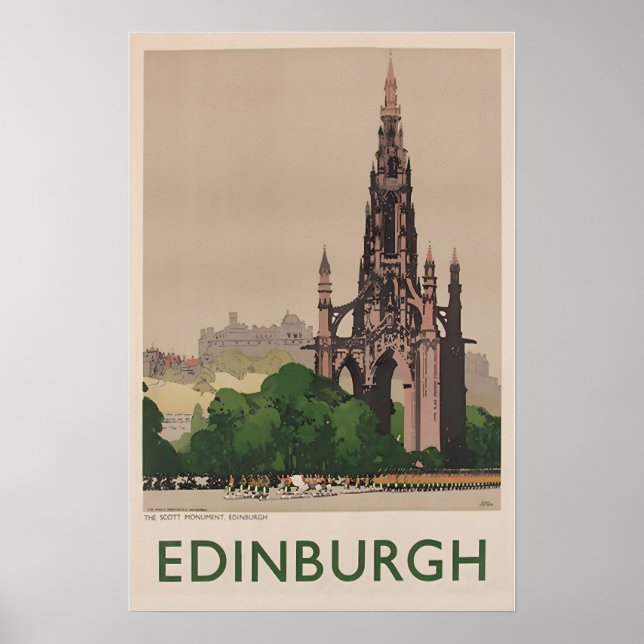 Póster Edinburgh Art Scotland Travel Poster Scottish Prin (Frente)