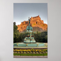 Edinburgh Castle Fountain Princes Street Gardens