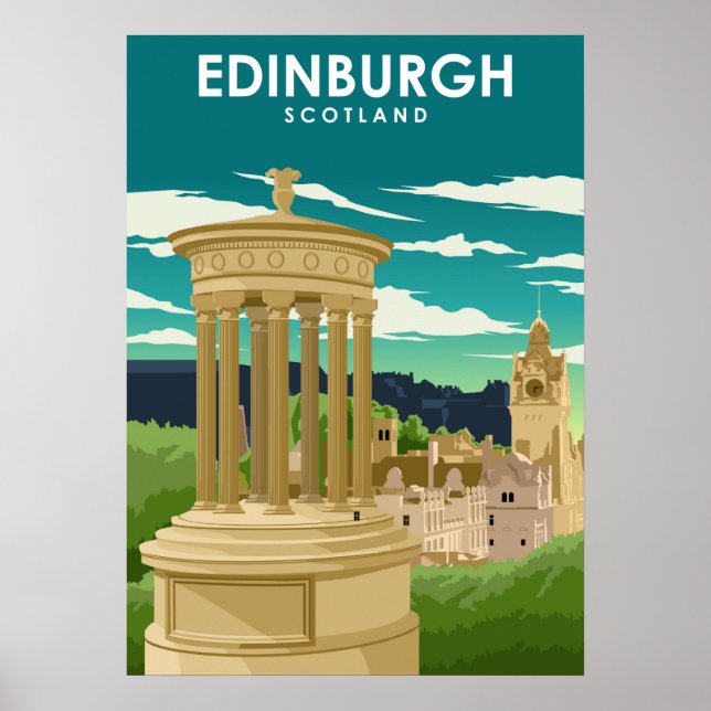 Póster Edinburgh Escocia Ilustracion Viaje (Frente)