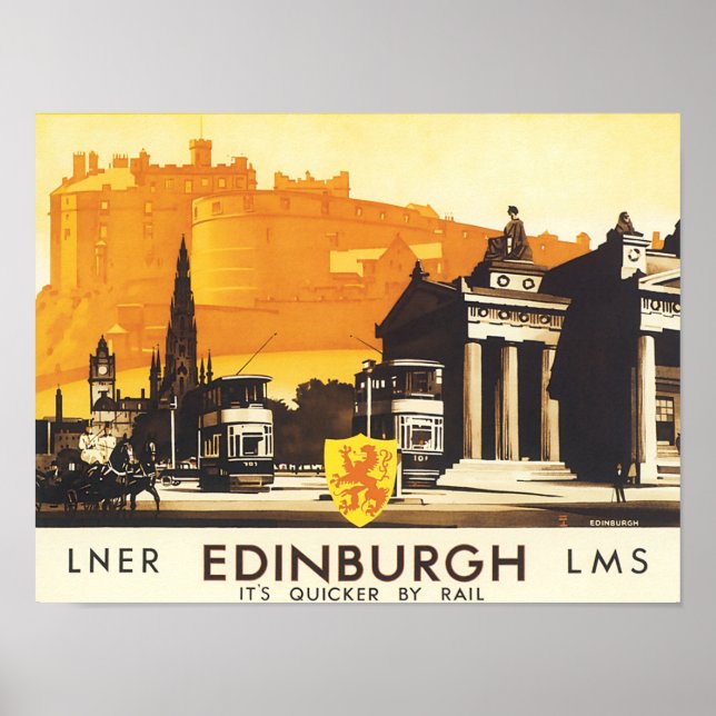 Póster Edinburgh LNER Fine Vintage Poster de viajes (Frente)