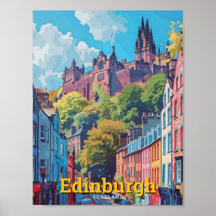 Póster Edinburgh Scotland Art Vintage Travel