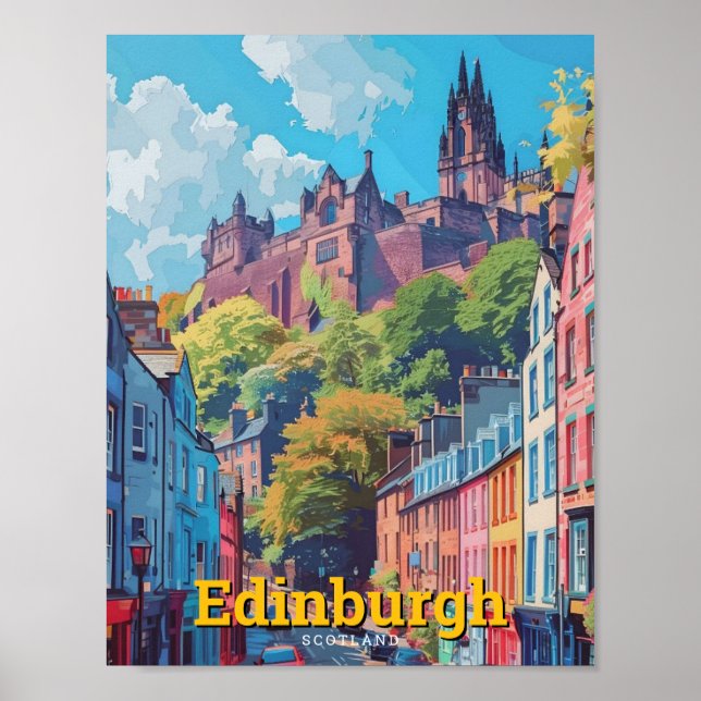 Póster Edinburgh Scotland Art Vintage Travel (Frente)