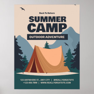 Póster Editable Campamento De Diversión De Verano De Vuel