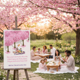 Póster editable de picnic con flor de cerezo