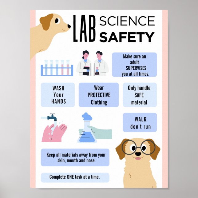 Póster editable de seguridad en el laboratorio de  (Frente)