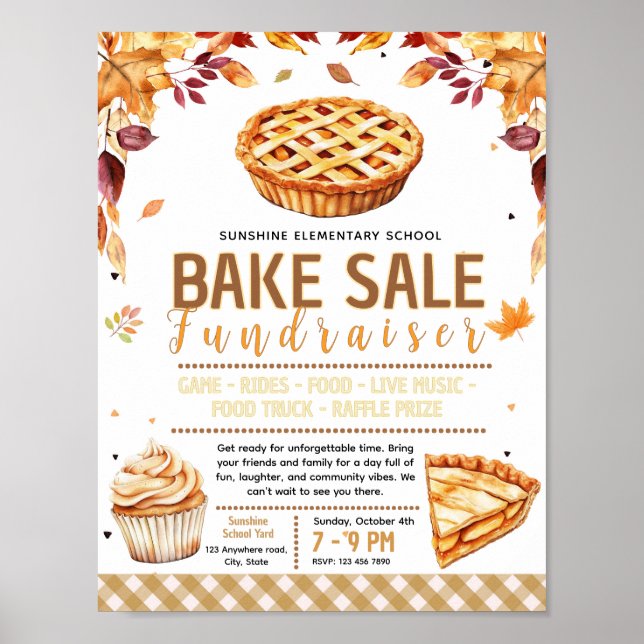 Póster Editable fall bake sale Fundraiser Flyer (Frente)