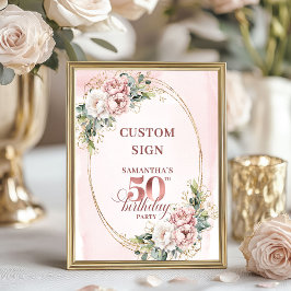 Póster Editable Sophisticated Rose Gold 50th Birthday