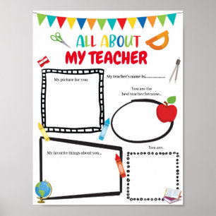 Póster Editable Todo sobre mi plantilla de profesor