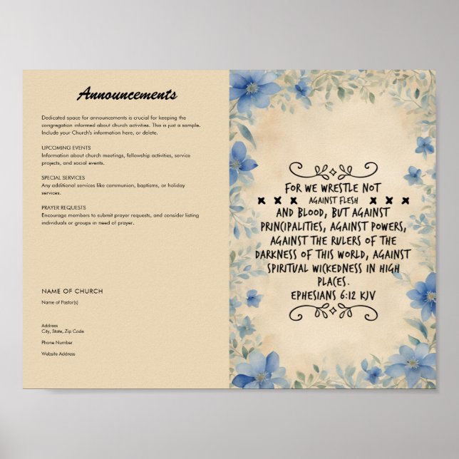 Póster Editar, descargar el Boletín de la Iglesia (Frente)