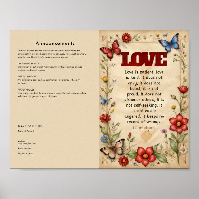 Póster Editar, descargar el Boletín de la Iglesia (Frente)