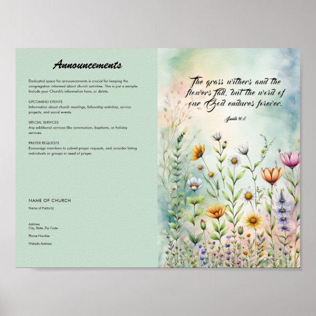 Póster Editar, descargar Poster de boletines de la iglesi (Frente)