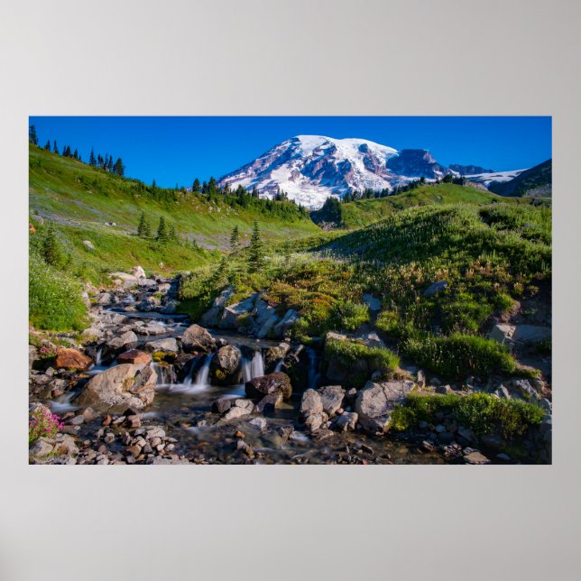 Póster Edith Creek and Mount Rainier Morning Light (Frente)