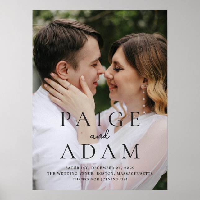 Póster Editorial Photo Modern Wedding Welcome Sign (Frente)