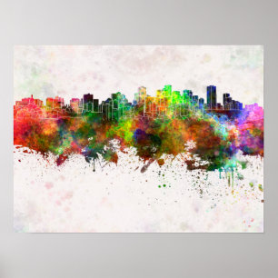 Póster Edmonton skyline in watercolor background