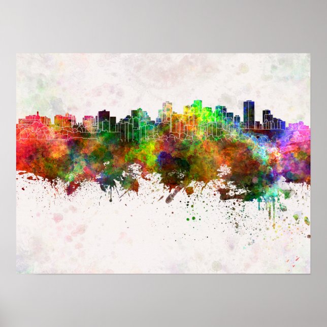Póster Edmonton skyline in watercolor background (Frente)