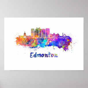 Póster Edmonton V2 skyline in watercolor