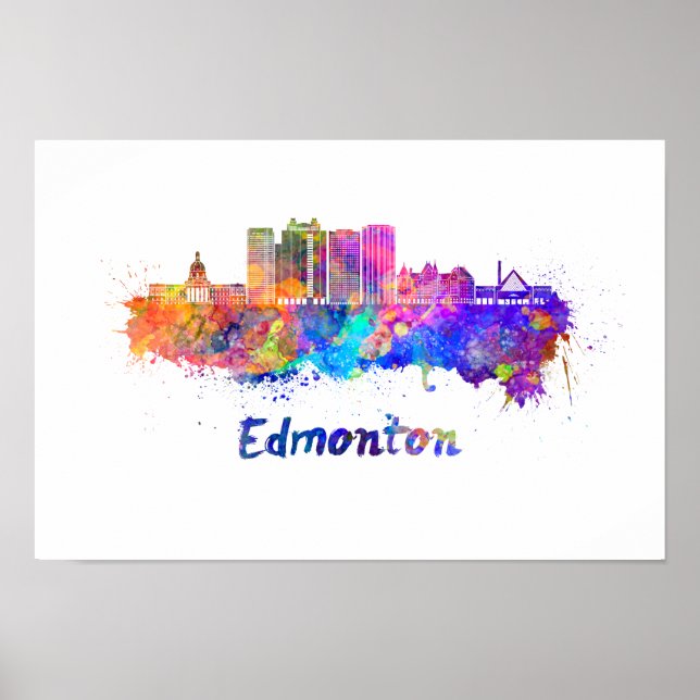 Póster Edmonton V2 skyline in watercolor (Frente)