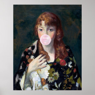 Póster Edna soplando un chicle rosa