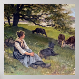 Póster Edouard Debat-Ponsan The Cowherd