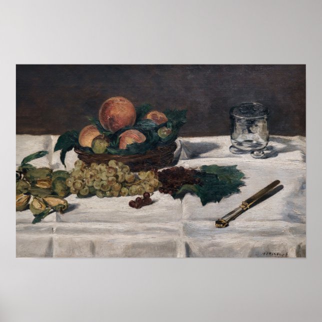Póster Edouard Manet - Bodegón, Frutas en una Mesa (Frente)