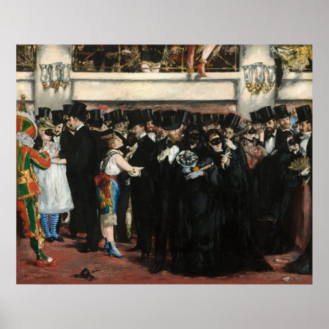 Póster Edouard Manet - Bolla enmascarada en la ópera (Frente)