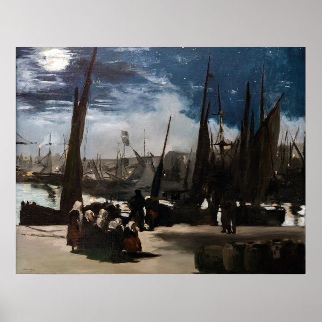 Póster Edouard Manet - El puerto de Boulogne a la luz de  (Frente)