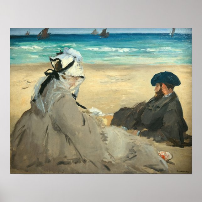 Póster Edouard Manet - En la playa (Frente)