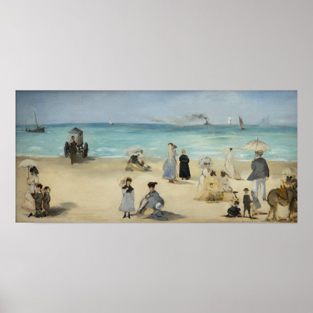 Póster Edouard Manet - En la playa, Boulogne-sur-Mer (Frente)