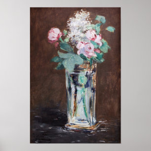 Póster Edouard Manet - Flores en un jarrón de cristal