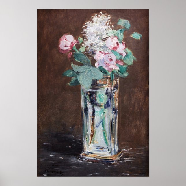 Póster Edouard Manet - Flores en un jarrón de cristal (Frente)