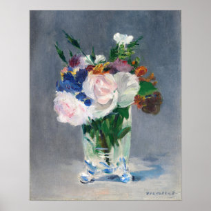 Póster Edouard Manet - Flores en un jarrón de cristal
