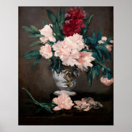Póster Edouard Manet - Jarrón de Peonías en un pequeño pe