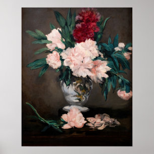 Póster Edouard Manet - Jarrón de Peonías en un pequeño pe