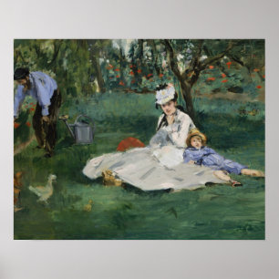 Póster Edouard Manet - La familia Monet en su jardín