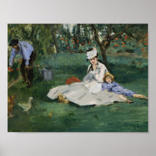 Póster Edouard Manet - La familia Monet en su jardín