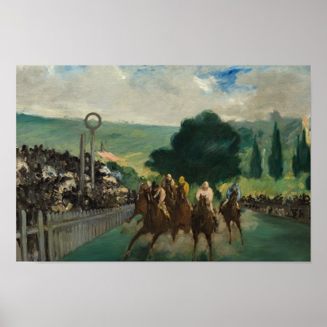 Póster Edouard Manet - Las carreras en Longchamp (Frente)