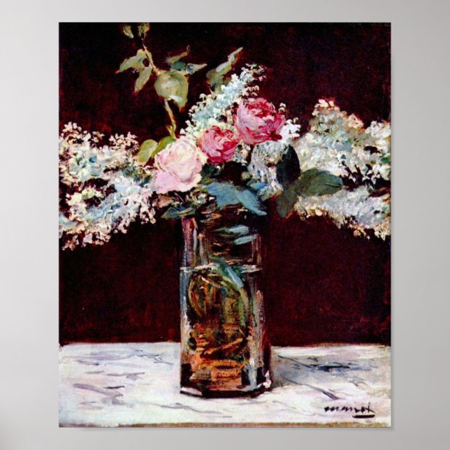Póster Edouard Manet - Lilac de vida y rosas (Frente)