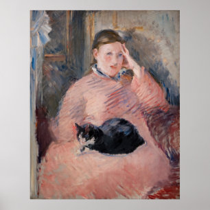 Póster Edouard Manet - Mujer con un gato