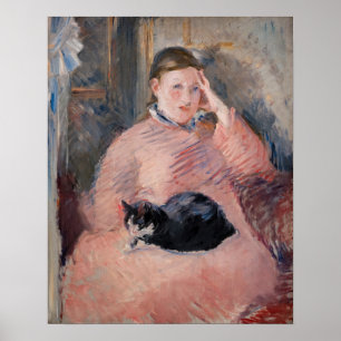 Póster Edouard Manet - Mujer con un gato