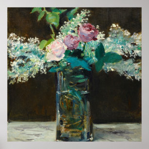 Póster Edouard Manet Vase de Lilacs y Rosas Blancos