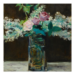 Póster Edouard Manet Vase de Lilacs y Rosas Blancos