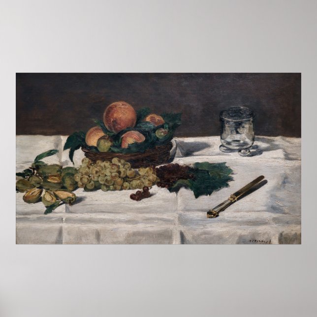 Póster Edouard Manet - Vida fija, frutas en una mesa (Frente)