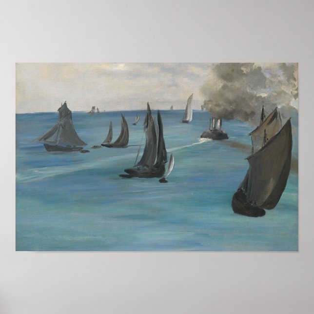 Póster Edouard Manet - Vistas al mar, clima tranquilo (Frente)